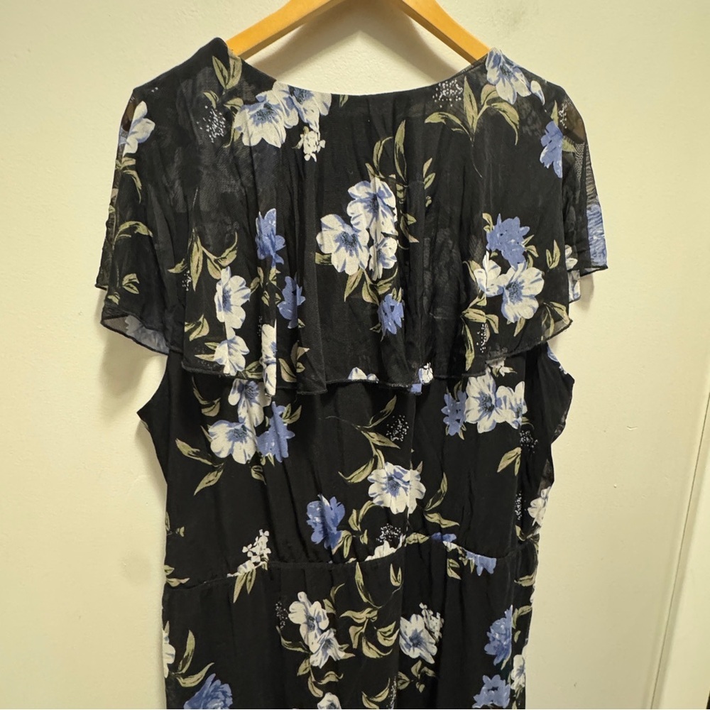 Addition Elle Floral Ruffled Mesh Midi Dress Size 3X - Picture 10 of 16